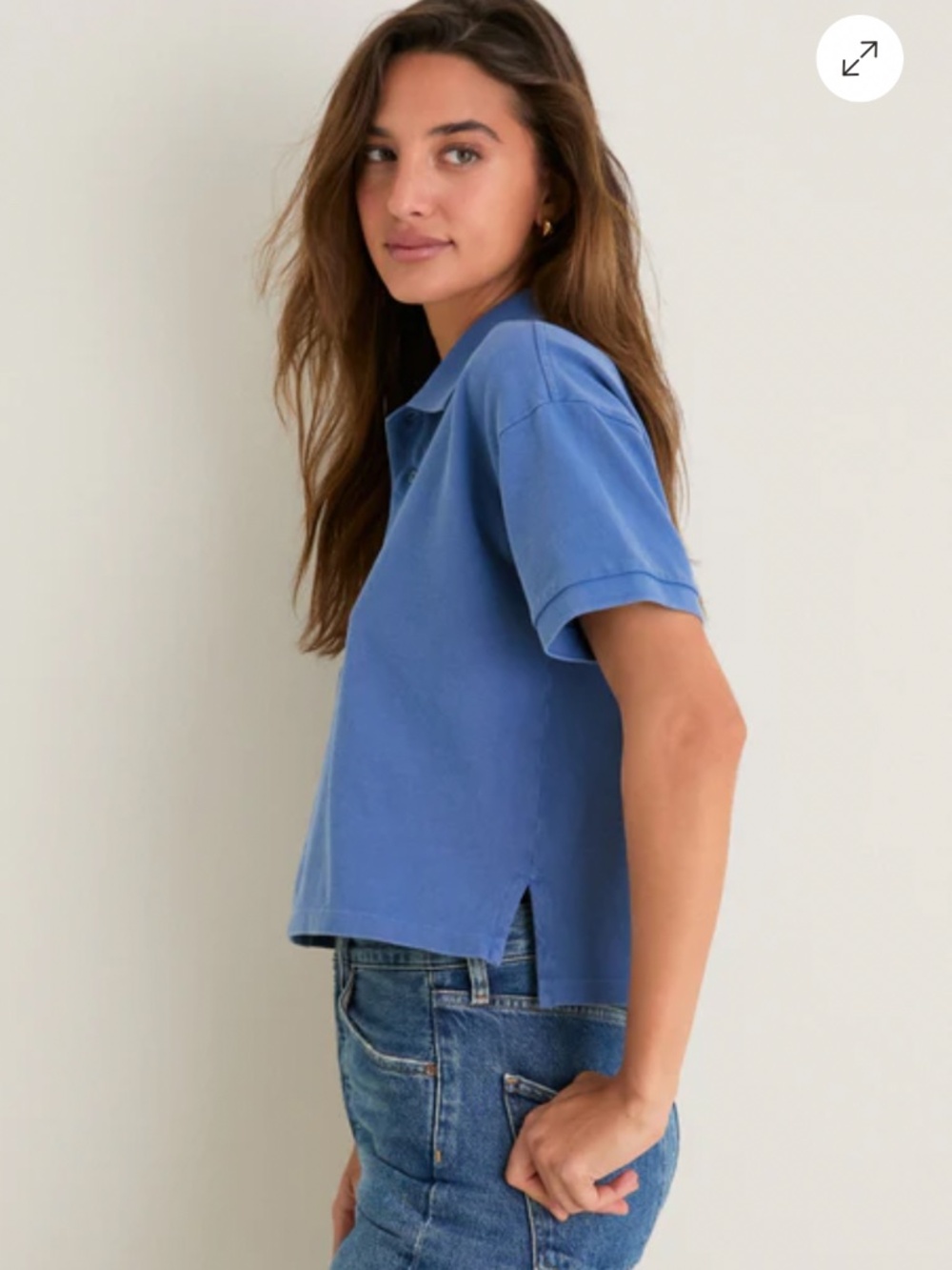 New XS Tuckernuck Washed Blue Pique Holmes Boyfriend Polo XS Women’s - Picture 3 of 7